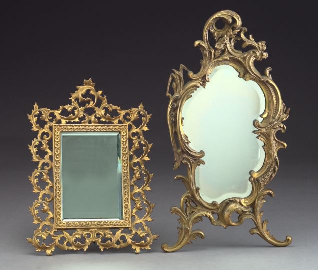 Gilt Lacquered Brass Looking Glass  2d17b