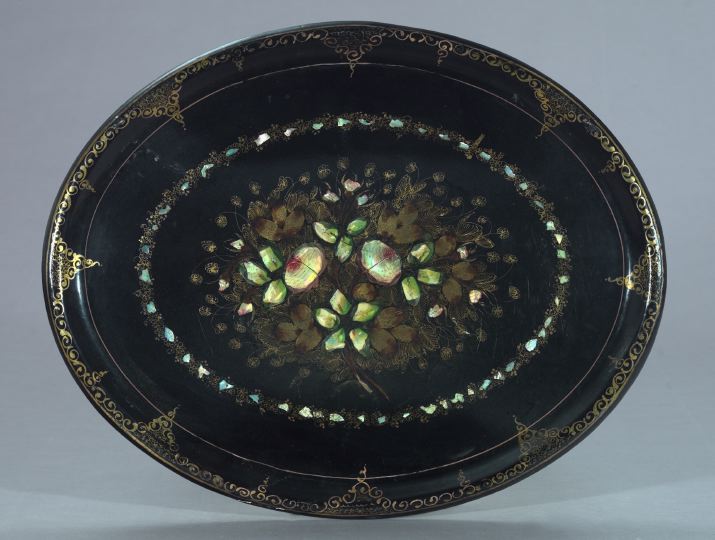 Large English Parcel Gilt and Mother of Pearl Inlaid 2d1b0