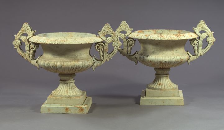 Pair of Polychromed Cast-Iron Two-Handled