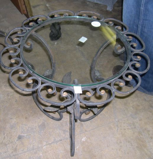 Glass and Wrought-Iron Garden Table,