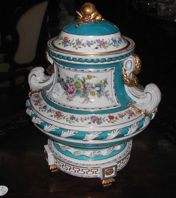 Large Dresden Porcelain Two-Handled