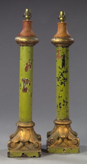 Tall Pair of Carved, Parcel-Gilt