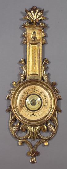 French Carved and Giltwood Wall Barometer,