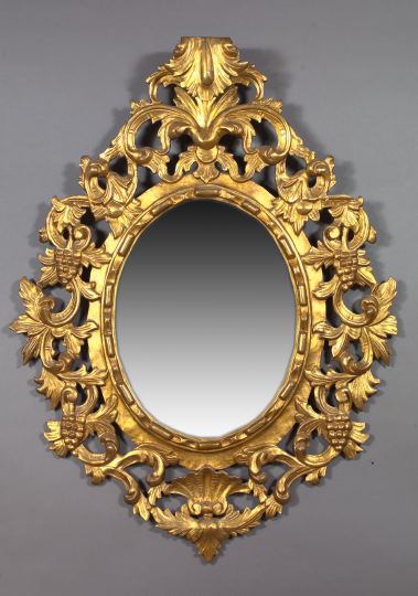 Large Oval Italian Carved Giltwood