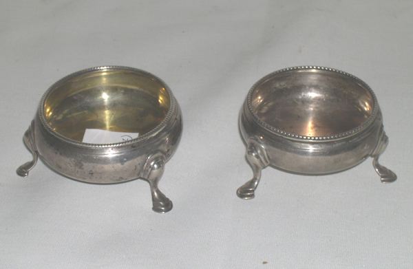Two Silver Salt Cellars,  one a