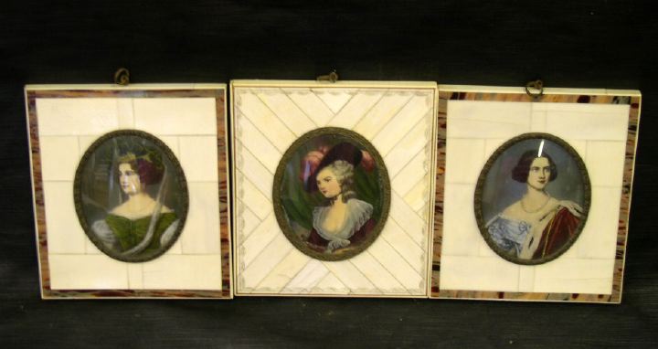 Trio of Oval Portrait Miniatures  2d54e