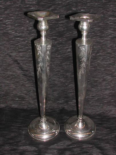 Pair of Sterling Silver Candlesticks,