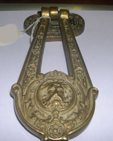 English Gilt Brass Doorknocker  2d590