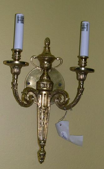 Pair of French Gilt-Brass Two-Light