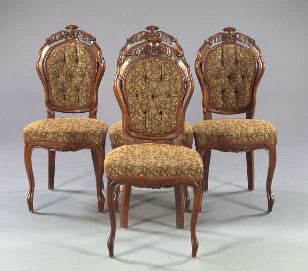 Suite of Four Stained Walnut Rococo-Style