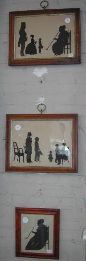 Group of Three Framed Black-Paper Silhouettes,