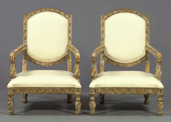 Pair of Monumental Fruitwood Fauteuils  2d5d0