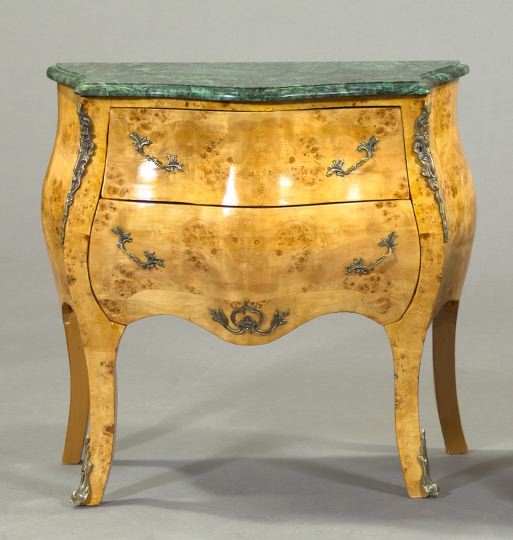 Louis XV-Style Elm Burl Brass-Mounted