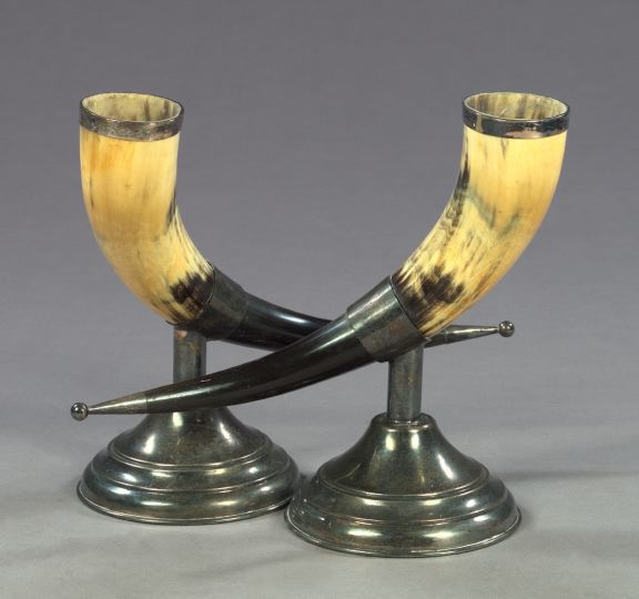 Large Pair of German Silverplate-Mounted