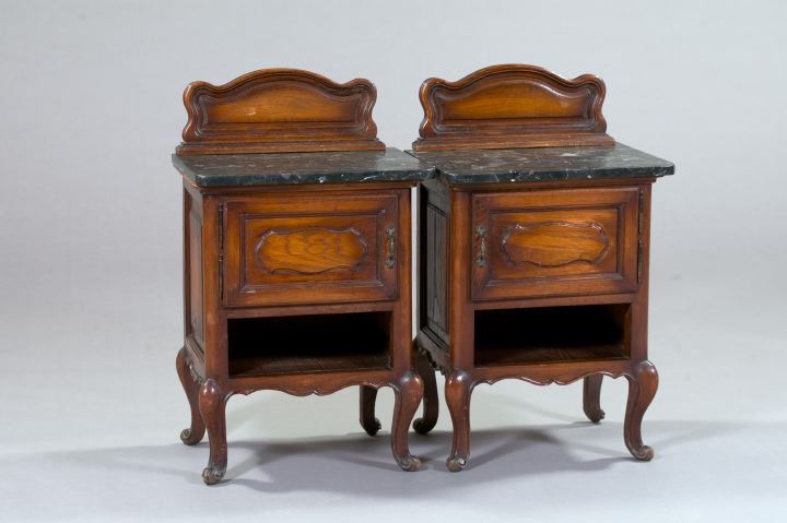 Pair of Continental Oak and Marble Top 2d65b