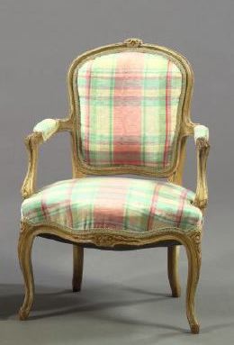 Louis XV-Style Bleached Wood Armchair,