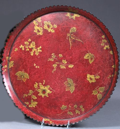 French Circular Parcel Gilt Red 2d688