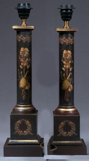 Pair of French Black and Gold Tole 2d689