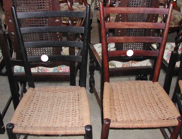 Suite of Six Ladderback Sidechairs,