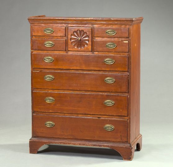 Rare Early American Pine Tall Chest,