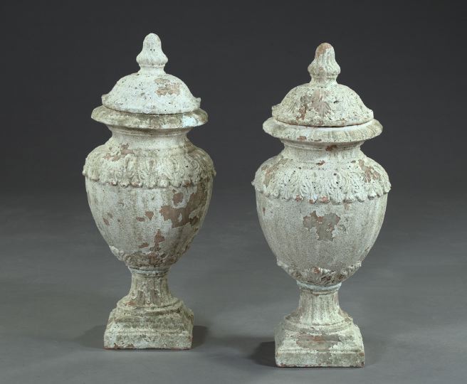 A Pair of Lidded Terra Cotta and