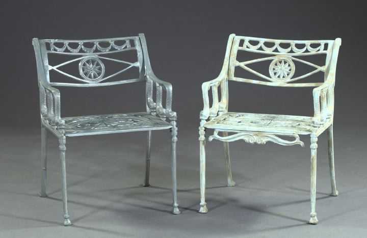 Pair of Cast-Metal Garden Chairs,