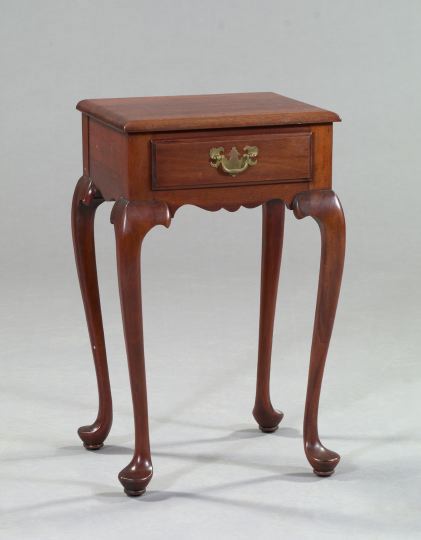 Queen Anne-Style Mahogany Side Table,