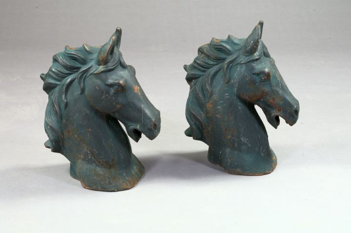 Pair of Cast-Iron Horse Heads,  each