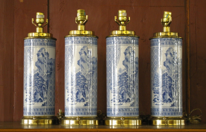 Suite of Four Chinese Brass-Mounted