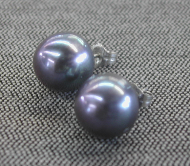 Pair of Black Tahitian Pearl Solitaire