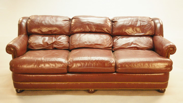 Large Burgundy Leather Triple-Cushion
