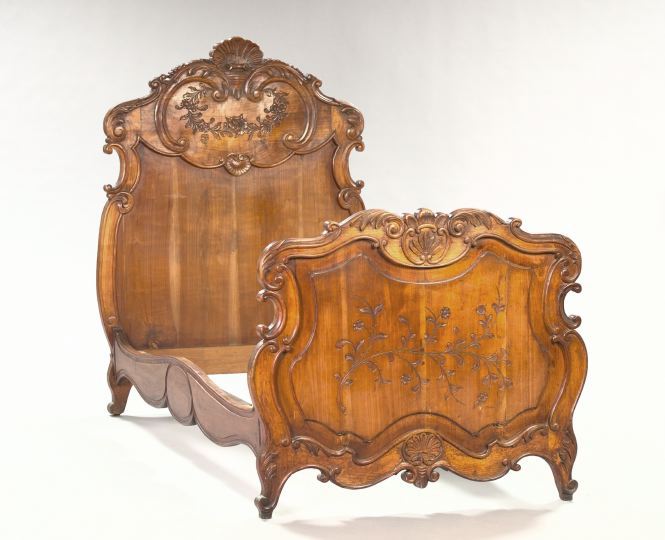 Louis XV-Style Mahogany Bed,  the