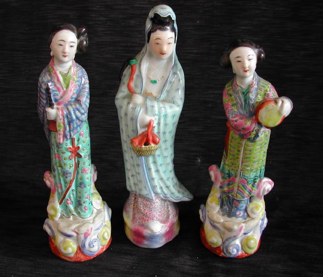 Trio of Chinese Robed Female Figures,