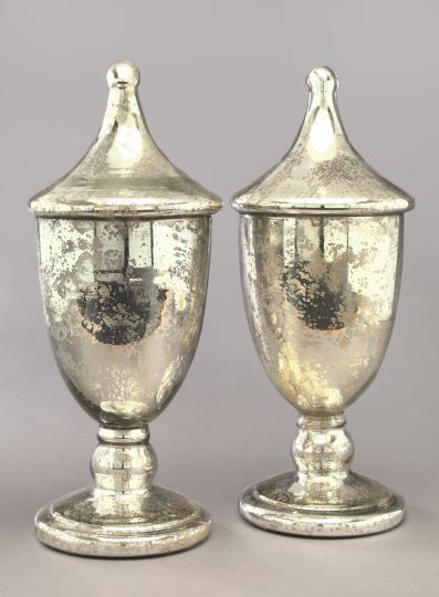 Monumental Pair of Silvered Glass