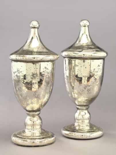 Large Pair of Silvered Glass Covered