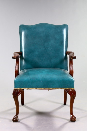 George III Style Mahogany and Leather Covered 2e081