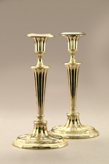 Tall Pair of Edwardian Silverplate