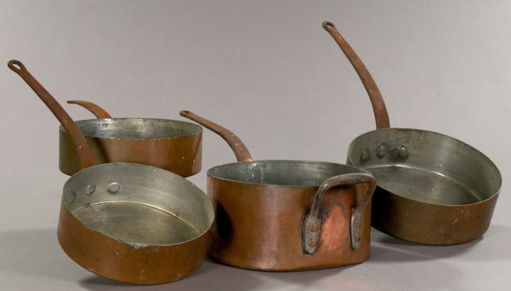 Group of Four French Copper Pots,  consisting