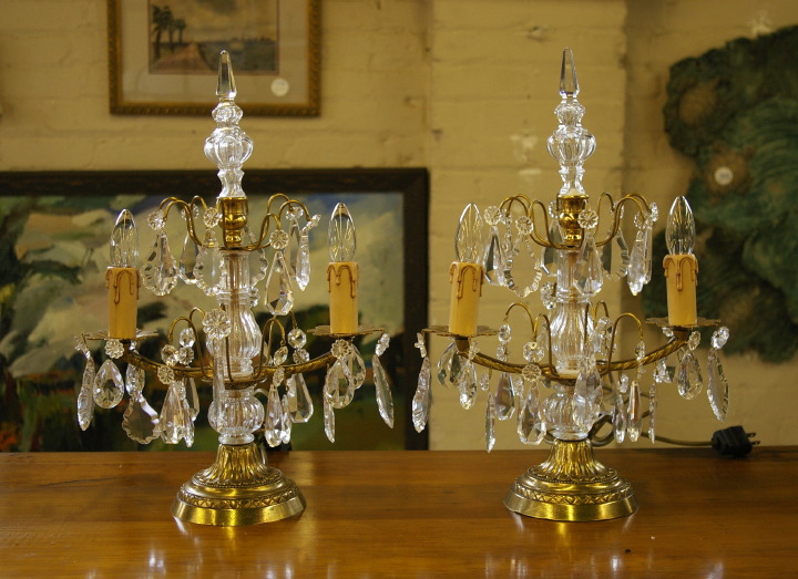 Pair of French Cast Brass and Glass 2e107