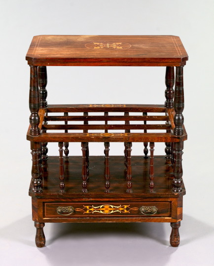 Edwardian Rosewood and Inlaid Canterbury  2e17f