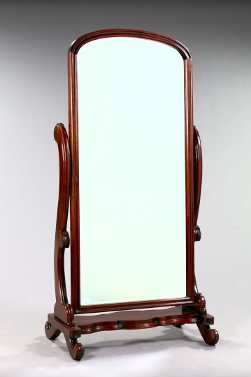 Regency-Style Mahogany Cheval Mirror,