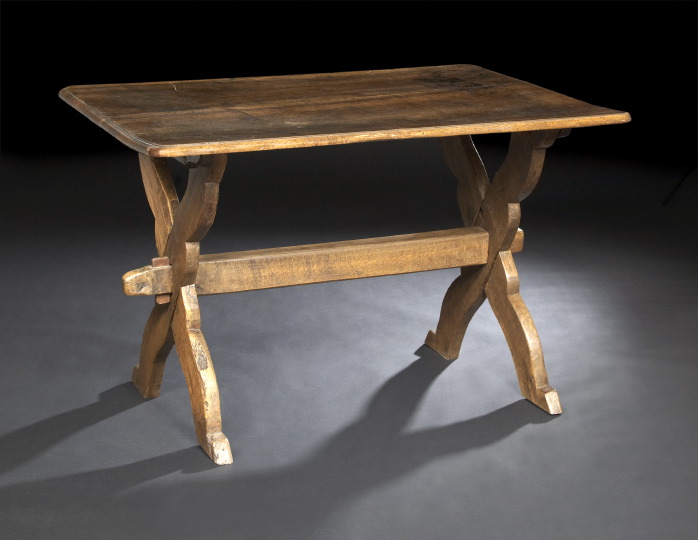 Provincial Fruitwood Trestle Table,