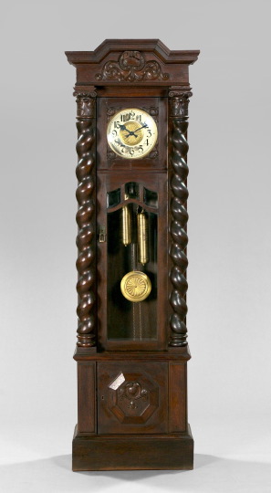 Large German Oak Tallcase Clock,  ca.