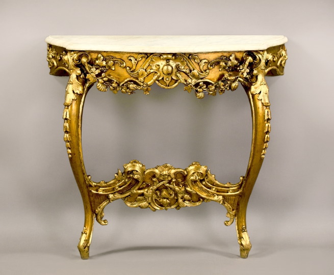 Louis XV Style Giltwood and Marble Top 2e233
