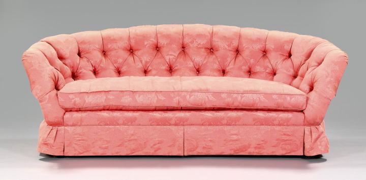 Contemporary Salmon Brocade Chesterfield  2e3fc