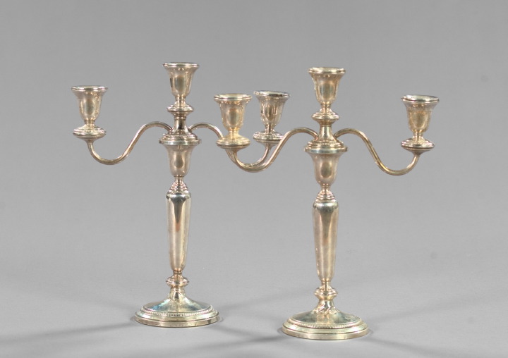 Pair of Sterling Silver Three-Arm Candelabra,