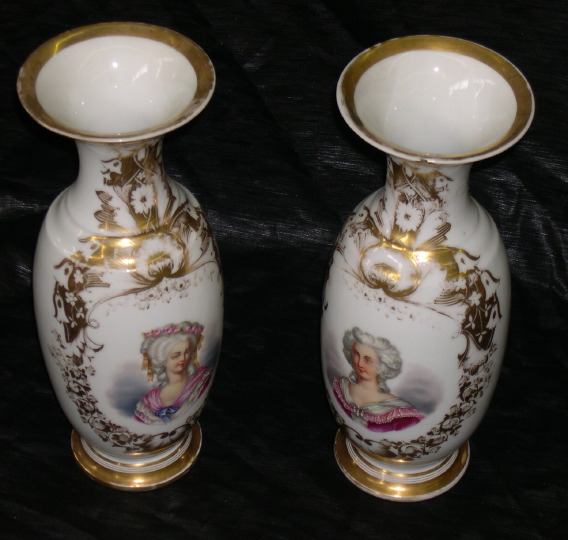 Pair of Paris Porcelain White-and-Gold
