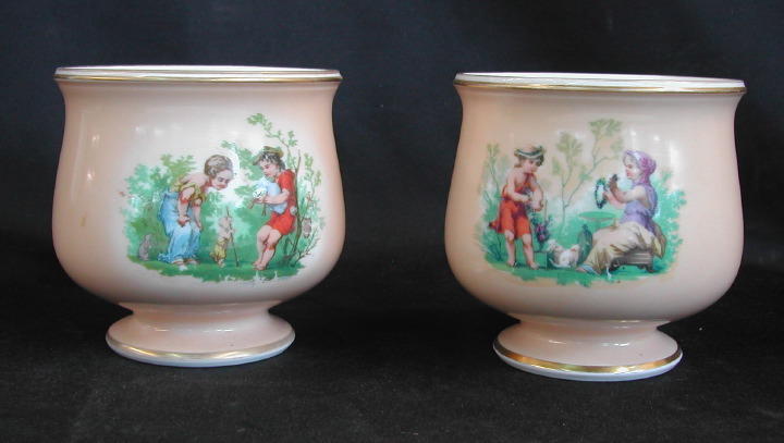 Pair of Franco-Bohemian Porcelain Footed