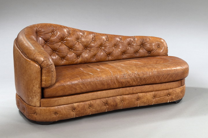 Edwardian Leather Upholstered Recamier  2e57c