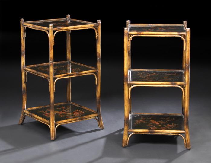 Pair of Chinese Bamboo and Lacquered